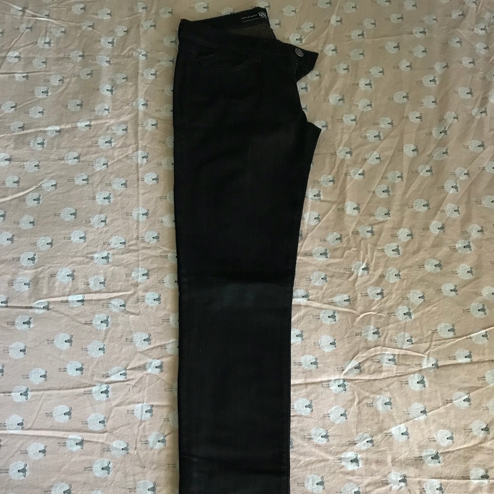 Denim boot cut jeans.